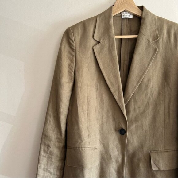 Massimo Dutti Linen Blend Beige Blazer - Picture 3 of 7